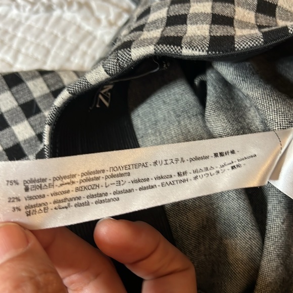 Zara Pants Black White Gingham Plaid Check Pattern High Waist Trouser. EUC. - Picture 9 of 17